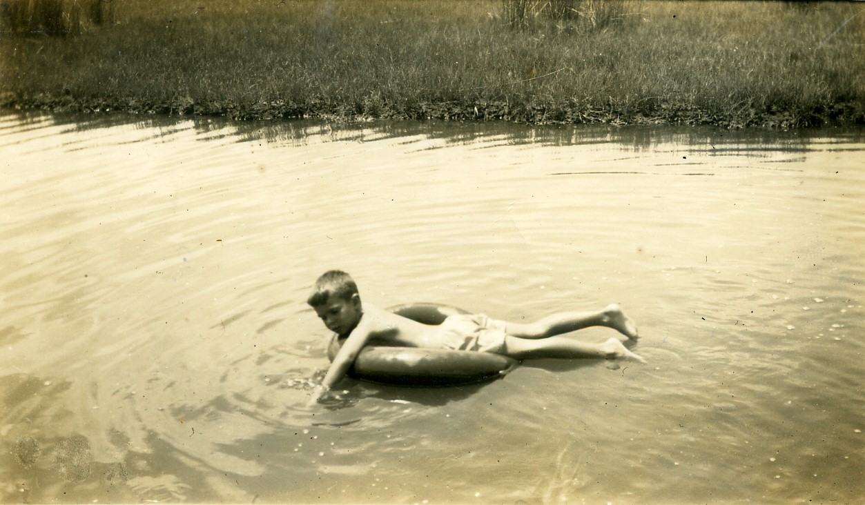 10-6  Jimmy or Doug Bruce swimming in Oatland Causeway Pond.jpg